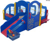 Strictly For Kids Infant Toddler Deluxe Transitional Dream Playground, brightly colored blue, red, and yellow play structure with slides, tunnels, and interactive panels for young children. Strictly For Kids Infant Toddler Deluxe Transitional Dream Playground, brightly colored blue, red, and yellow play structure with slides, tunnels, and interactive panels for young children.