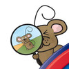 Playscapes Where is Mousy? Round Wall Toy, a colorful illustrated wall toy featuring a mouse with a magnifying glass showing a cartoon mouse hidden behind a blue and green background.
