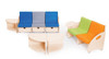 Moje Bambino Franek Corner Table, a children's corner sofa set with colorful cushions and matching tables.