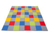 Novum Let's Play Colors Floor Game, colorful foam game mats with red, yellow, blue, green, and gray squares for children's play.