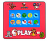Playscapes Keydo Interactive Touch Screen Wall Toy, colorful red touch screen with cartoon animal characters and various interactive game icons.