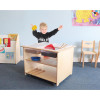 Whitney Brothers Mobile Sensory Table With Trays and Lids, child playing with the sensory table in a classroom setting
