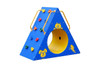 Infinity Playgrounds Climbing Wall With Tunnel, colorful play structure featuring a climbing wall with various colored holds and a tunnel, suitable for children's outdoor play and physical activity.
