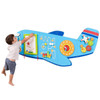 SPARK & WOW Airplane 6-Activity Sensory Wall Panel, colorful interactive educational wall toy for children with multiple activities including clock, gears, maze, and pegboard.