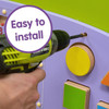 SPARK & WOW Hippo 3-Activity Sensory Wall Panel, being assembled with a screwdriver.