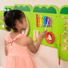 SPARK & WOW Crocodile 5-Activity Sensory Wall Panel, a colorful interactive wall panel for children with various sensory activities and wooden components.