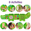 SPARK & WOW Crocodile 5-Activity Sensory Wall Panel, a bright green interactive wall with various activity sections including gears, mazes, puzzles, and bead mazes designed for children's sensory play and development. SPARK & WOW Crocodile 5-Activity Sensory Wall Panel, a bright green interactive wall with various activity sections including gears, mazes, puzzles, and bead mazes designed for children's sensory play and development.