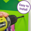 SPARK & WOW Crocodile 5-Activity Sensory Wall Panel, close-up of the easy to install label and a person using a cordless drill to attach the panel to the wall. SPARK & WOW Crocodile 5-Activity Sensory Wall Panel, close-up of the easy to install label and a person using a cordless drill to attach the panel to the wall.