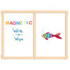 Jonti-Craft KYDZ Suite Magnetic Write-n-Wipe Panel - A-height - 48" Wide, wooden educational magnetic dry erase panel with colorful writing and a fish illustration.
