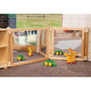 Jonti-Craft Mirror Classroom Divider Panel - KYDZ Suite® E-height, 36 inches wide, wooden frame with glass mirror in a classroom setting with children’s toys.