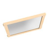 Jonti-Craft Mirror Classroom Divider Panel - KYDZ Suite® T-height - 24 Wide, angled view of a rectangular wooden-framed classroom mirror with a natural finish.