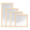 Jonti-Craft Mirror Classroom Divider Panel - KYDZ Suite® T-height - 24" Wide, wooden frame with a mirror surface, four panels arranged in a staggered display, designed for educational and classroom use.