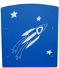 Playtime Playground Equipment Tiny Tot Playground Spinner, blue climbing panel with rocket and star cutouts for children's play area.