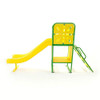 Playtime Playground Equipment Large Tree House Slide, colorful yellow slide with green metal frame and steps for kids' outdoor play.