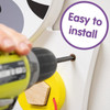 SPARK & WOW Zebra Activity Wall Panel Toy, close-up of the easy to install feature with a person using a screwdriver.