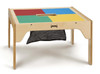 Jonti-Craft Wooden LEGO® Square Storage Table, children's educational wooden table with colorful LEGO-compatible tiles and a storage bag underneath.