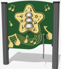 Playground Prodigy Genius Maker 3 Bells Musical Outdoor Play Panel, a vibrant green outdoor playground panel with a star-shaped design featuring three bells and musical notes for children to play and make music. Playground Prodigy Genius Maker 3 Bells Musical Outdoor Play Panel, a vibrant green outdoor playground panel with a star-shaped design featuring three bells and musical notes for children to play and make music.
