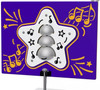 Playground Prodigy Genius Maker 3 Bells Musical Outdoor Play Panel, colorful outdoor children's play equipment featuring three metal bells on a purple star-shaped panel with musical note decorations.