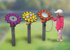 Playground Prodigy Genius Maker Outdoor Musical Flower Instruments Ensemble, colorful outdoor musical flower instruments designed for children to play and create music.