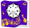 Playground Prodigy ~ELECTRIFIED~ Drums Outdoor Musical Play Panel, a purple outdoor musical play panel with drum surfaces and musical notes design.