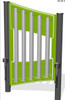 Playground Prodigy Genius Maker Musical Giant Tube Chimes Play Panel, a vibrant outdoor play equipment featuring multiple metallic chimes mounted on a green panel with black support posts and musical play features.