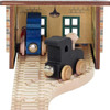 Maple Landmark Engine House for Wooden Train Sets, a detailed wooden train station with an engine and tracks for children’s play and train set expansion. Maple Landmark Engine House for Wooden Train Sets, a detailed wooden train station with an engine and tracks for children’s play and train set expansion.