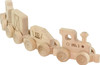 Maple Landmark My First Train Wooden Train Set, unfinished natural wood train with multiple carriages and wheels.