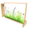 Whitney Brothers Nature View Room Divider Panel 36"W, wooden frame with a nature-themed printed panel featuring grass, flowers, and plants.