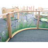 Whitney Brothers Nature View Curved Divider Panel 24" H, wooden educational room divider with nature-themed grass and flower print, suitable for kids' play area or classroom.
