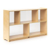 Whitney Brothers Acrylic Back Storage Cabinet 30" H, wooden storage unit with open shelves and acrylic back panels.
