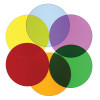 Whitney Brothers 6 Color Wheel Circles for Light Tables, educational color mixing toy with overlapping colorful circles.