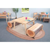 Whitney Brothers Nature View Live Edge Log Bench 10" H, natural wood log bench with live edge design placed in a classroom setting.