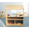 Whitney Brothers Imagination Station Pretend Play Cabinet, wooden children's pretend play furniture with shelves and a countertop for imaginative play, in a classroom setting.