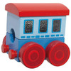 HABA Pro Push Along Train Rail Wall Activity, colorful wooden toy train with a blue body, red roof, red wheels, and chalkboard windows for early childhood play and development. HABA Pro Push Along Train Rail Wall Activity, colorful wooden toy train with a blue body, red roof, red wheels, and chalkboard windows for early childhood play and development.