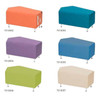Moje Bambino Star Upholstered Bench Ottomans, colorful fabric upholstered ottomans in orange, blue, purple, light blue, green, and beige.