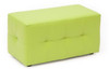 Moje Bambino Upholstered Poufs, bright green padded storage ottoman with tufted design and smooth fabric finish.