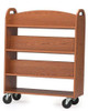 Gressco Book Truck - 6 Sloping Shelves with Handles, wooden rolling book cart with four casters for easy mobility and sloped shelves for organized book storage.