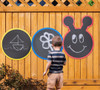 SPARK & WOW Caterpillar Outdoor Chalkboard, colorful outdoor chalkboard featuring a friendly caterpillar design on a wooden fence.