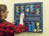 Playscapes Spindle Match Large Ambient Activity Wall Panel, children matching colorful spindle pieces on a large educational wall activity board.