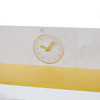 Teamson Kids Versailles Play Kitchen with Refrigerator and Cookware Accessories, white and yellow toy kitchen featuring a clock with gold hands and Roman numerals