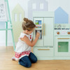 Little Chef Charlotte Modern Play Kitchen, Mint/Gold ice maker and girl