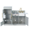 Gray Little Chef Charlotte Modern Play Kitchen open cabinets