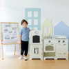 Little Chef Fairfield Ivory Retro Play Kitchen with boy