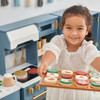 Little Chef Atlanta Stone Blue Large Modular Kids Kitchen girl serving cookies