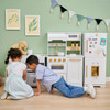 Little Chef Atlanta Large Modular White Play Kitchen kids looking in recycling bins