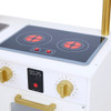 All-in-One Little Chef Munich White Play Kitchen with Lights and Sounds stove top