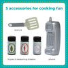 Teamson Kids Little Chef Florence Multicolor Play Kitchen with Accessories, including a spatula, a pretend phone, and three spice and seasoning shakers.