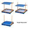 Square Wood Sandbox with Rotatable Canopy Cover adjustable height