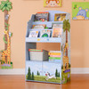 Fantasy Fields Sunny Safari Kids 3-Tier Wooden Bookshelf with Storage