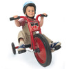 Angeles CLASSICRIDER 14" Children's Super Cycle, child riding a red tricycle with black tires, wearing a helmet.